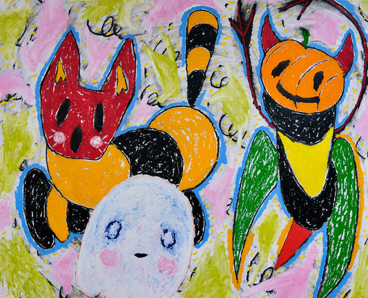 The Tiger Cub, Ghost Buddy and Pumpkin Head Bee in Spring Haze