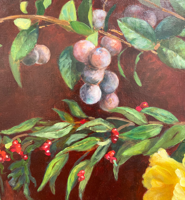 Arrangement with a black vase