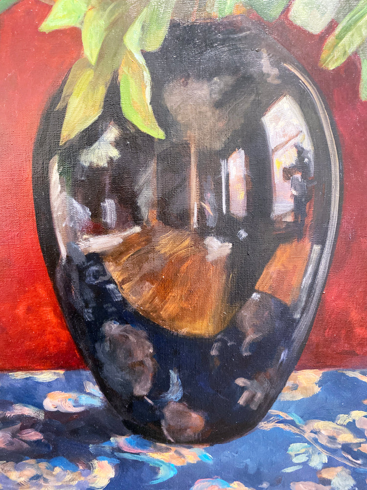 Arrangement with a black vase
