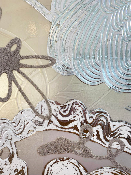 Blue / Gold Mica Painting (Flower Float no. 2)