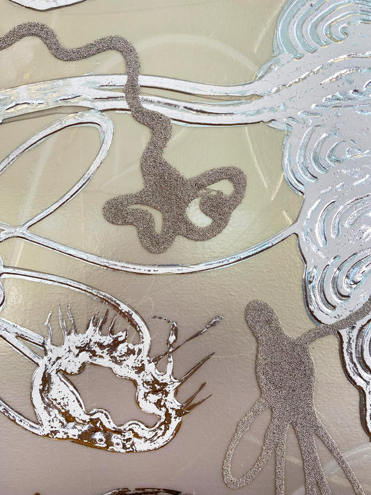 Blue / Gold Mica Painting (Flower Float no. 1)