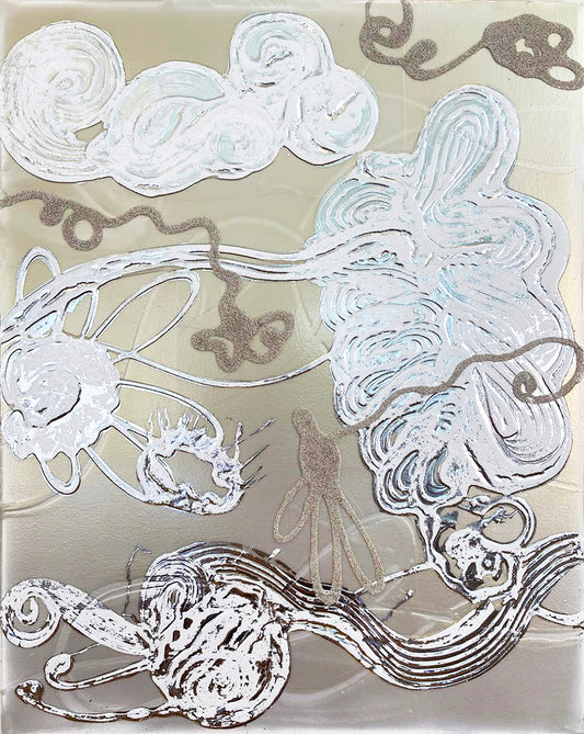 Blue / Gold Mica Painting (Flower Float no. 1)