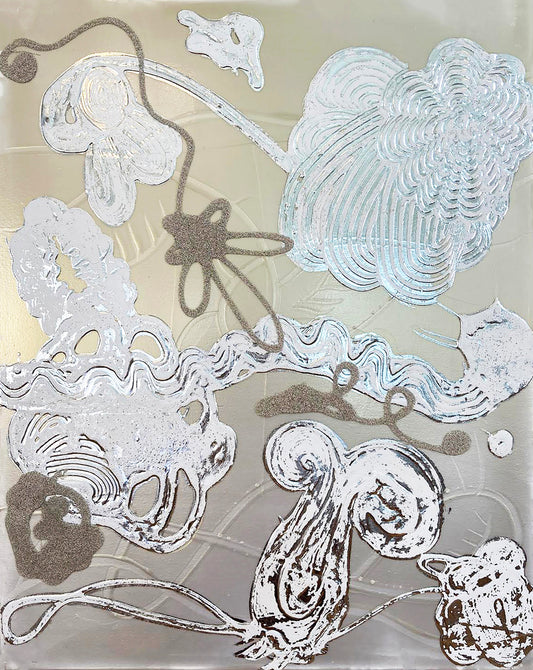 Blue / Gold Mica Painting (Flower Float no. 2)