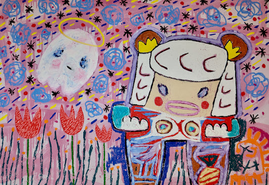 Pinky Girl and Angel Ghost on Lavender Morning