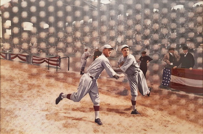 Babe Ruth Warming Up to Pitch for the Red Sox at the 1918 World Series