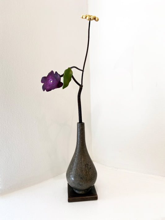 Silver Water Bottle with Flower and Yarrow