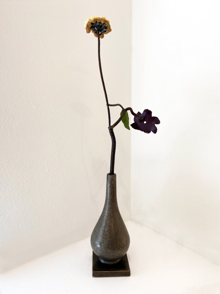 Silver Water Bottle with Flower and Yarrow