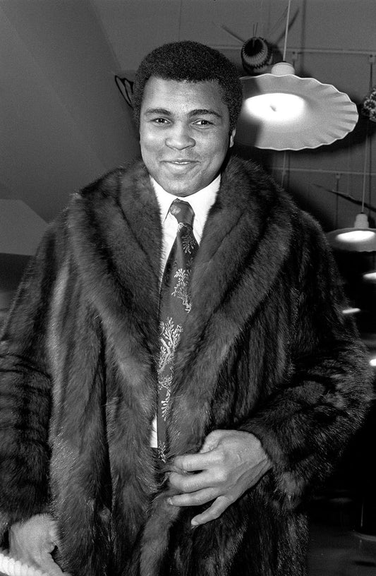 Muhammed Ali Modeling a Fur Coat