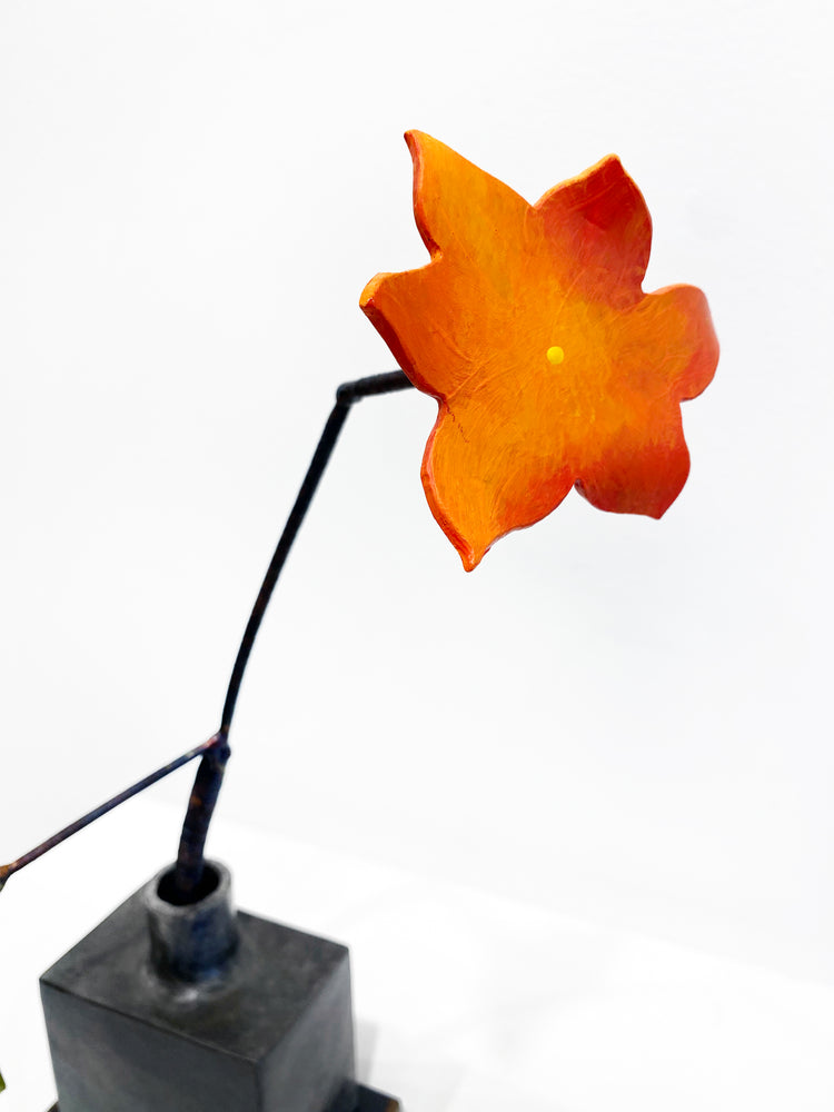 Silver Bottle Orange Flower