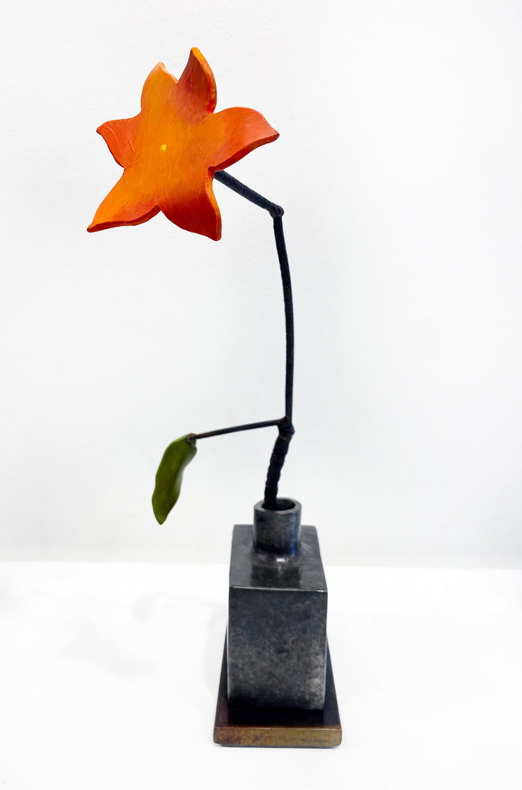 Silver Bottle Orange Flower